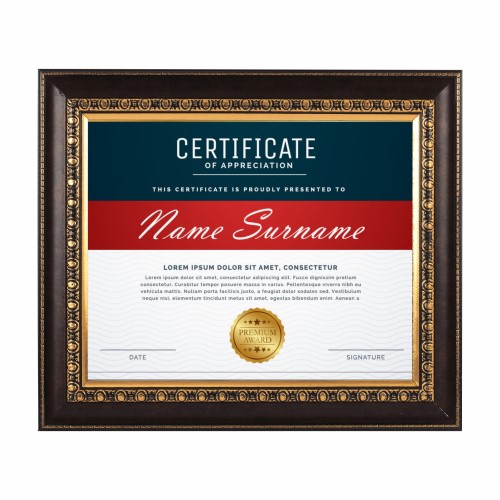 Dark Brown Gold Border Fiber Certificate Frame