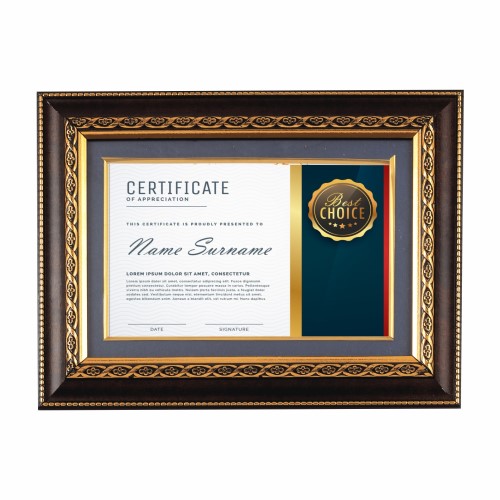 Decorative Golden Border Fiber Certificate Frame