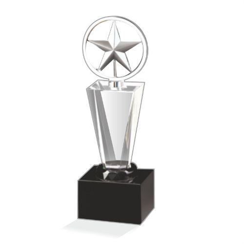 Crystal Trophy with Star Ring 