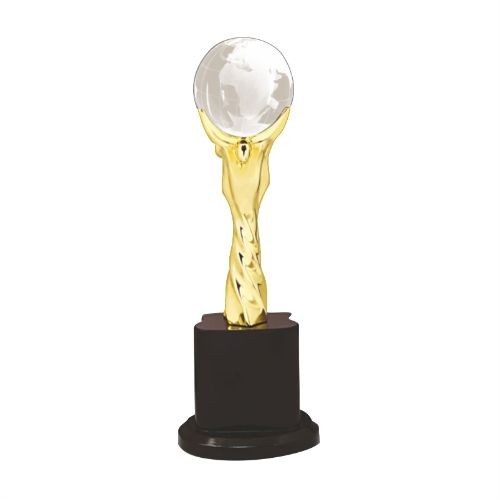 Designer Crystal Trophy with Crystal Globe 