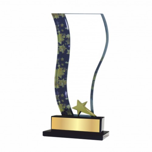Gold Star Glass Trophy 