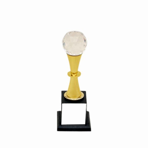 Diamond On Top Gold Metal Trophy 