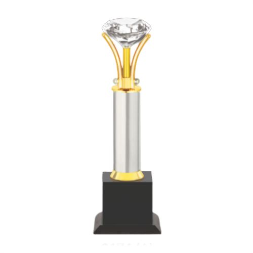 Diamond Studded Metal Trophy 