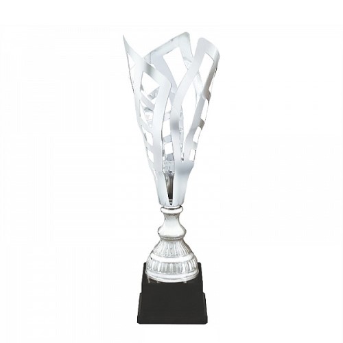 Silver Designer Cone Shape Metal Trophy 