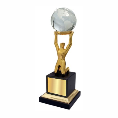 Uphold Crystal Globe Metal Trophy 