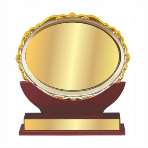 Oval Metal Plate with Wooden Base Award 