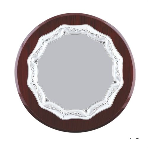 Round Wooden Plaque with Silver Foil 