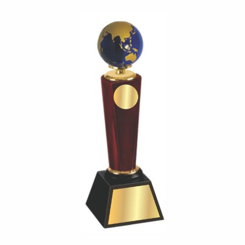 Ample Blue Globe Wooden Trophy 