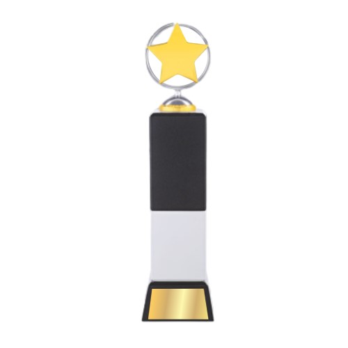 Black and White Wooden Trophy with Star 