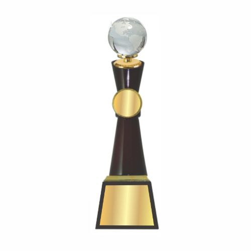 Flourish Crystal Ball Wooden Trophy 
