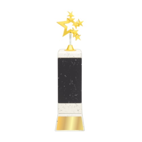 White and Black Wooden Trophy with Star 